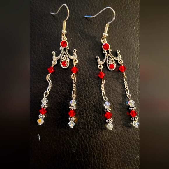 Red Chandelier Earrings - Picture 1 of 3